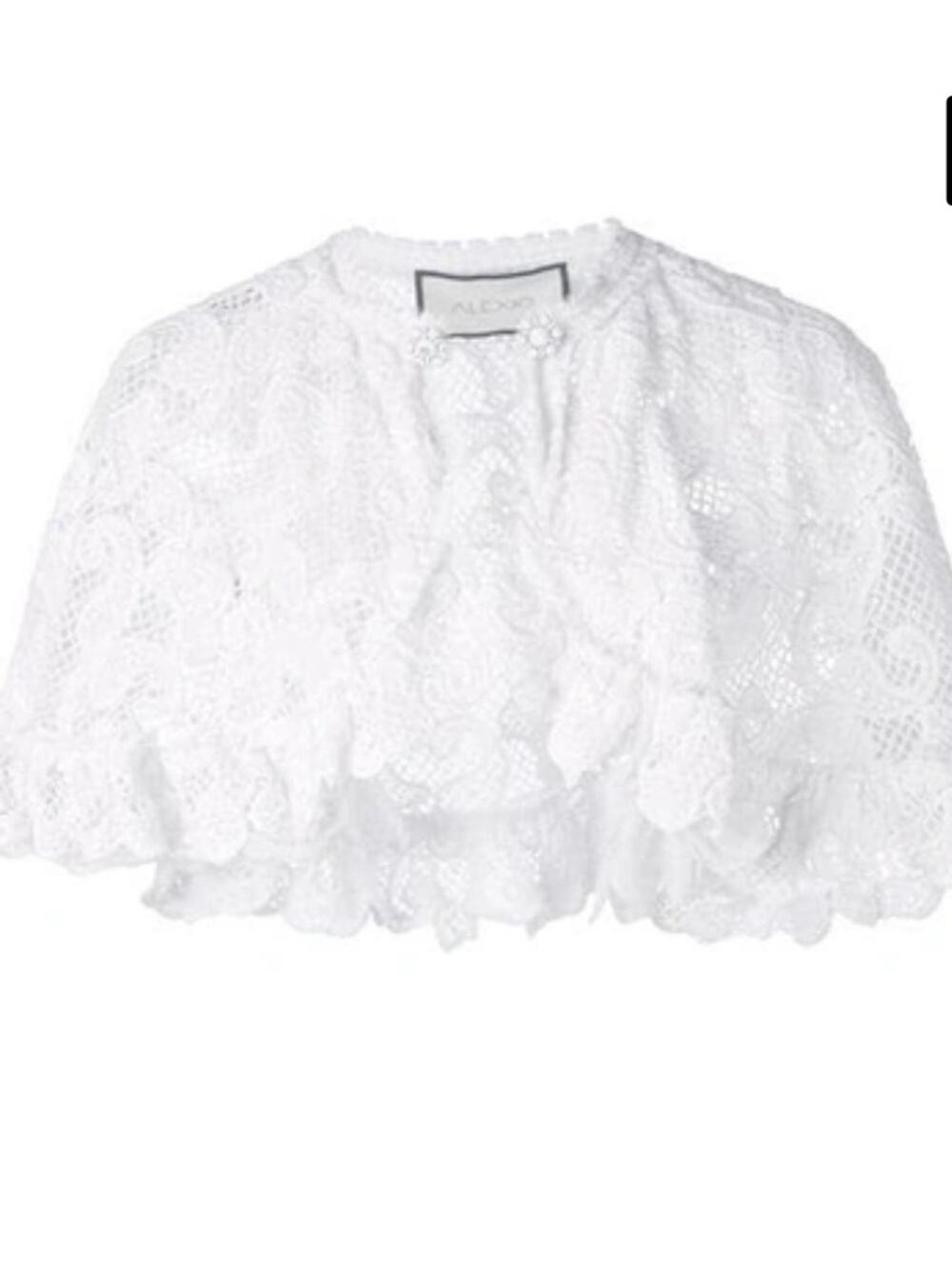 Alexis Bibi White Crochet Lace Overlay Cape size medium